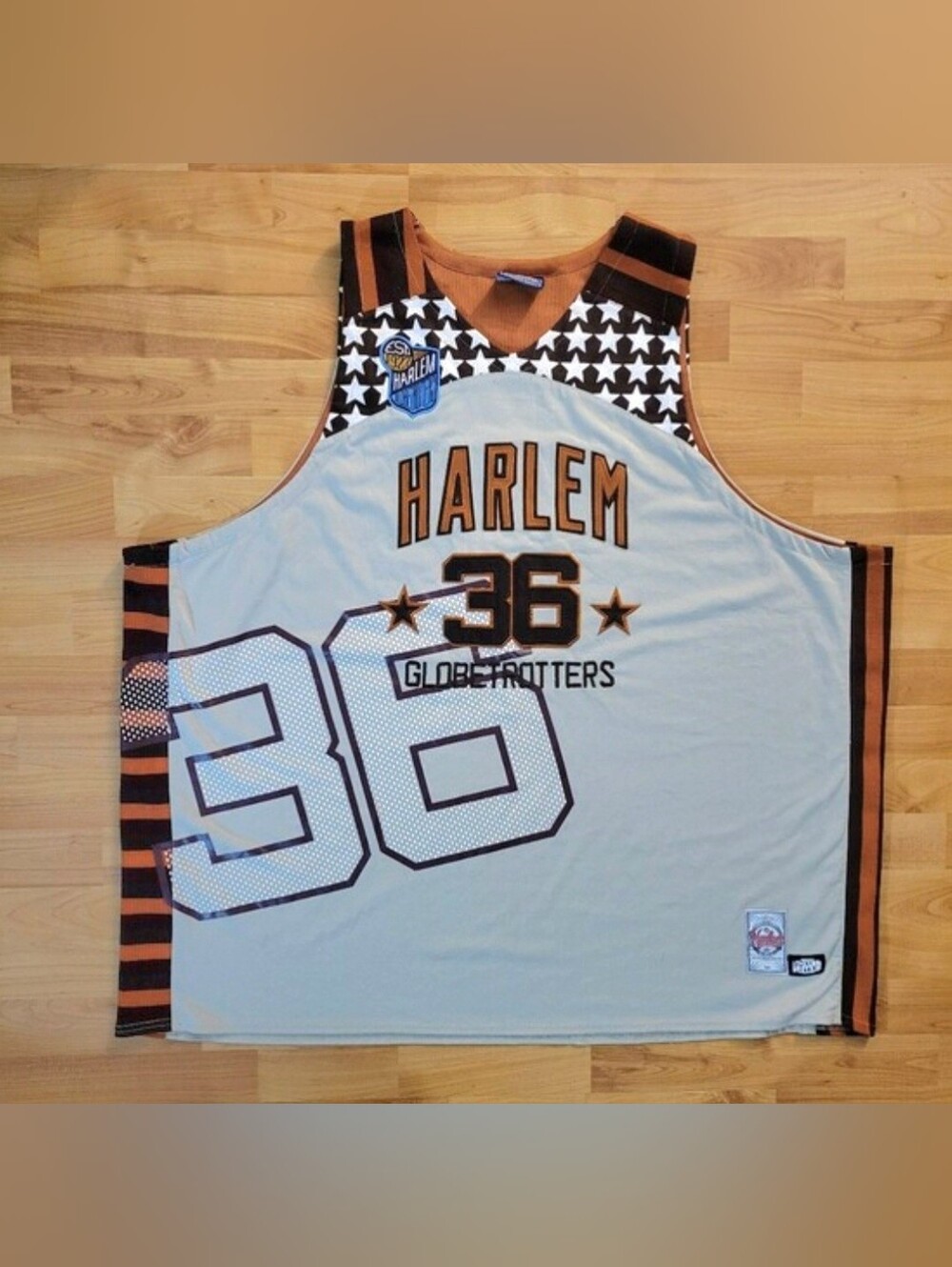 Vintage Harlem Globetrotters #36 Basketball Jersey in White and Brown, 6XL !!